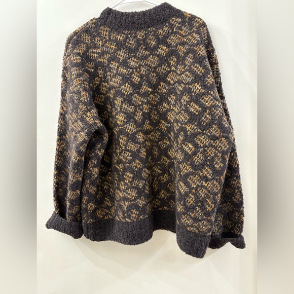 Vintage Coach Charcoal & Camel Patterned V-Neck oversized Sweater - large - Picture 5 of 5